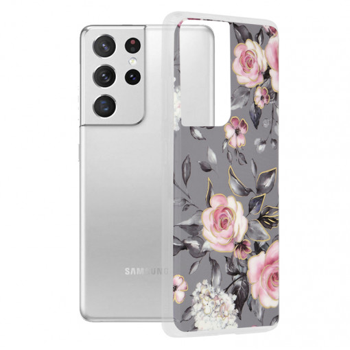 Husa telefon Samsung Galaxy S21 Ultra 5G - Techsuit Marble Series - Bloom of Ruth Gray