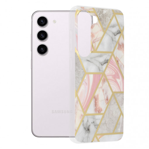 Husa telefon Samsung Galaxy S23 - Techsuit Marble Series - Pink Hex