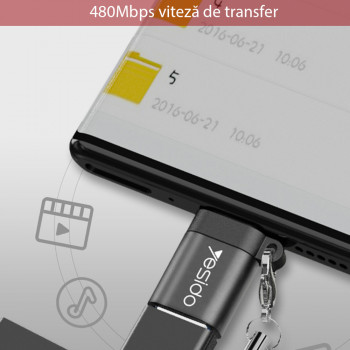 Adaptor OTG Micro-USB la USB 5Gbps - Yesido GS07 - Black - Img 4