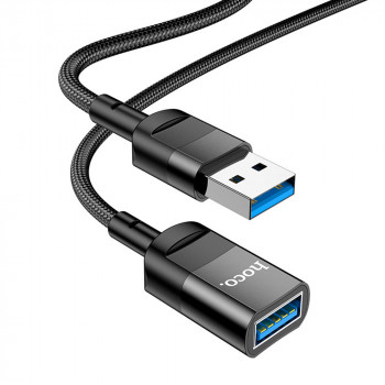 Cablu Adaptor USB la USB 3A, 5Gbps, 1.2m - Hoco (U107) - Black - Img 3