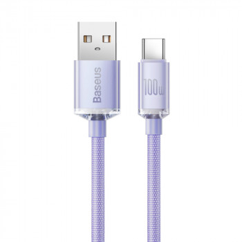 Cablu de Date USB la Type-C 100W, 2m - Baseus Crystal Shine (CAJY000505) - Purple - Img 2