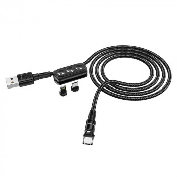 Cablu de Incarcare USB-A la Lightning, Type-C, Micro-USB 20W, 2.4A, 1.2m - Hoco Sunway (U98) - Black - Img 3