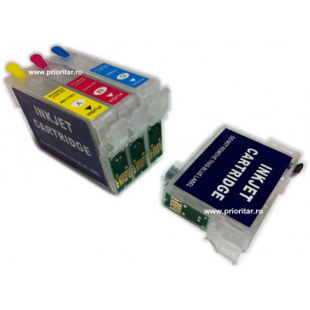Cartuse autoresetabile EPSON T1291 reincarcabile refilabile ( Cartus T-1291 cip auto-resetabil negru ) - Img 2