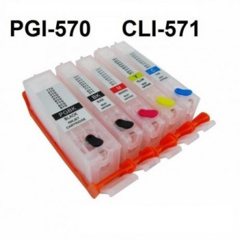 Cartuse reincarcabile pt CANON PGI570 CLI571 autoresetabile PGI-570 CLI-571 PLINE CU CERNEALA refilabile set 5 buc - Img 2