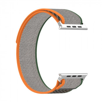 Curea pentru Apple Watch 1/2/3/4/5/6/7/8/SE/SE 2 (38/40/41mm) - Techsuit Watchband (W039) - Green / Orange - Img 3