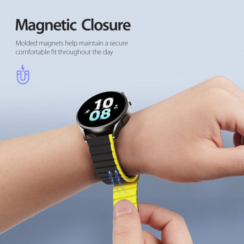 Curea pentru Samsung Galaxy Watch 4/5/Active 2, Huawei Watch GT 3 (42mm)/GT 3 Pro (43mm) - Dux Ducis LD Series - Black / Yellow - Img 3
