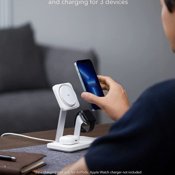 ESR - Wireless Charging Station 3in1 HaloLock - with CryoBoost, for iPhone, AirPods and Apple Watch - Arctic White - Img 3