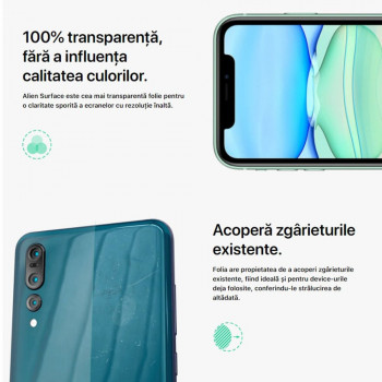 Folie protectie telefon iPhone 14 Pro Max - Alien Surface Screen Case Friendly - Transparent - Img 4