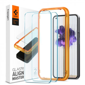 Folie protectie telefon Nothing Phone (1) - Spigen Glass.TR Align Master (set 2) - Clear - Img 1
