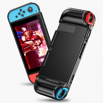 Husa pentru Nintendo Switch - Techsuit Carbon Silicone - Black - Img 1