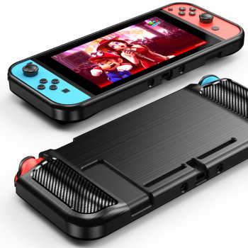 Husa pentru Nintendo Switch - Techsuit Carbon Silicone - Black - Img 3