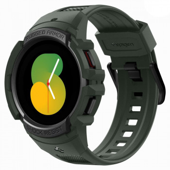 Husa pentru Samsung Galaxy Watch 4/5 (44mm) + Curea - Spigen Rugged Armor Pro - Military Green - Img 1