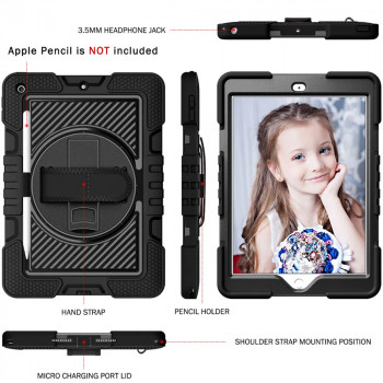 Husa pentru tableta iPad 9.7 (2017 / 2018) - Techsuit StripeShell 360 - Black - Img 3