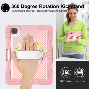 Husa pentru tableta iPad Air 4 / 5 (2020/2022) / iPad Pro 11 (2018 / 2020 / 2021 / 2022) - Techsuit StripeShell 360 - Pink - Img 3
