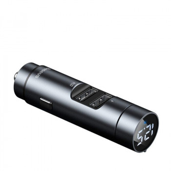 Incarcator Auto cu Modulator FM, 2xUSB 3.1A - Baseus Energy Column (CCNLZ-0G) - Dark Gray - Img 4