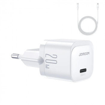 Incarcator Priza Type-C 20W + Cablu Type-C la Lightning - JoyRoom (JR-TCF02) - White - Img 1