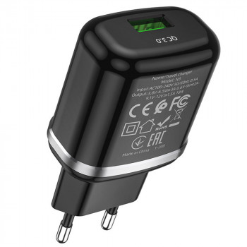 Incarcator priza USB-A, 18W, 3A + Cablu Type-C 1m - Hoco Special (N3) - Black - Img 4