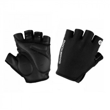 Manusi pentru Ciclism Marimea M - RockBros Half Finger Gloves (S106BK-M) - Black - Img 4