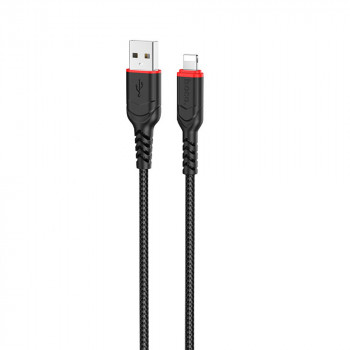 Cablu de Date USB-A la Lightning 12W, 2.4A, 1m - Hoco Victory (X59) - Black - Img 3