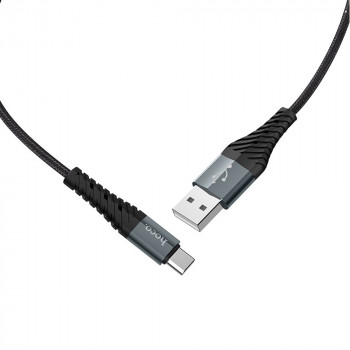 Cablu de Date USB-A la Type-C 12W, 2.4A, 1m - Hoco Cool Charging (X38) - Black