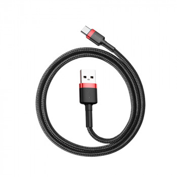 Cablu de Date USB Type-C, 3A, 0.5m - Baseus Cafule (CATKLF-A91) - Black / Red - Img 4