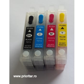 Cartus reincarcabil PLIN CU CERNEALA EPSON T0711 T711 negru cu chip autoresetabil T-711 BLACK - Img 2