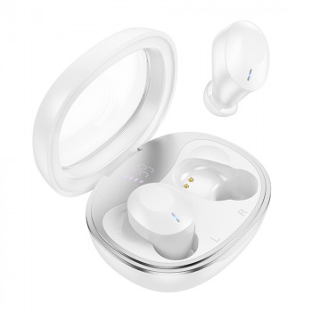 Casti Bluetooth TWS cu Carcasa Transparenta si Display Digital - Hoco (EQ3) - White - Img 1