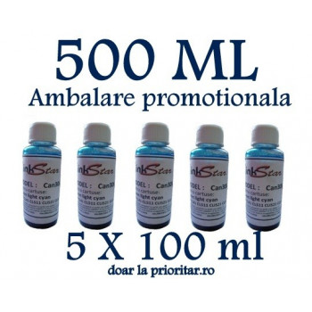 Cerneala CANON  DYE CISS color FOTO ALBASTRA  ( Refill Color Photo Light Cyan )  pe baza de apa -  500 ml