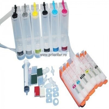 CISS 6 cartuse pt CANON PGI-550 CLI-551 PGI550 BK CLI551 BK C M Y GY 6 culori