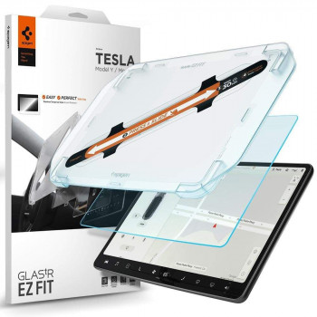 Folie pentru Display Auto Tesla Model Y / 3 - Spigen Glas.tR EZ-FIT- Clear