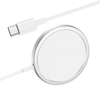 Hoco - Wireless Charger Original Series (CW30 Pro) - Fast Charging, for iPhone and TWS Headsets, 3A, 15W - Silver - Img 1