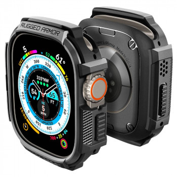 Husa pentru Apple Watch Ultra (49mm) - Spigen Rugged Armor - Black - Img 2