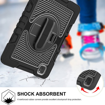 Husa pentru tableta iPad Air 4 / 5 (2020/2022) / iPad Pro 11 (2018 / 2020 / 2021 / 2022) - Techsuit StripeShell 360 - Black - Img 2