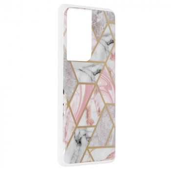 Husa telefon Samsung Galaxy S21 Ultra 5G - Techsuit Marble Series - Pink Hex - Img 2
