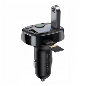 Incarcator Auto cu Modulator FM 2xUSB, 3.4A - Baseus T Typed S-09A (CCMT000001) - Black - Img 2