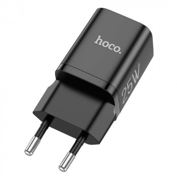 Incarcator USB-C, PD 25W, QC 3.0, 3A + Cablu Type-C la Lightning, 1m - Hoco Rigorous (N19) - Black - Img 2