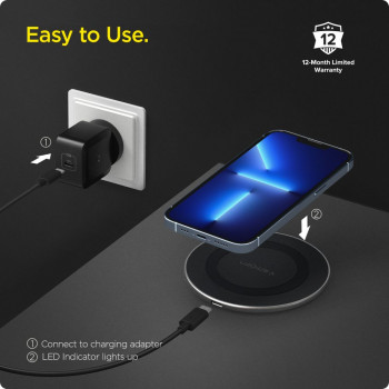 Incarcator Wireless Fast Charging 15W - Spigen (PF2104G) - Black - Img 3