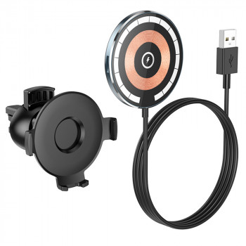 Suport Auto cu Incarcare Fara Fir, 15W - Hoco Discovery Edition (CW42) - Black - Img 2