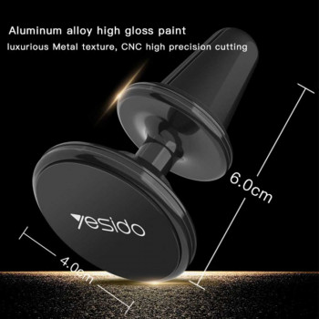 Suport Auto Magnetic cu Adeziv 3M Grila Ventilatie - Yesido (C59) - Black - Img 2