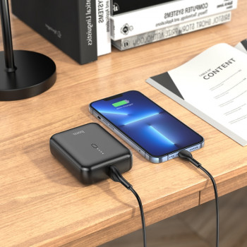 Baterie Externa USB cu Lumini LED 2A, 5000mAh - Hoco (J96) - Black - Img 3