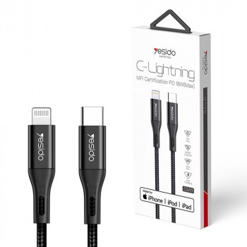 Cablu de Date Type-C la Lightning, 18W, 2A, 1.2m - Yesido (CM11) - Black - Img 2