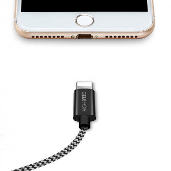 Cablu de Date USB la Lighting 2.1A, 3m - Dux Ducis K-ONE - White Black - Img 3