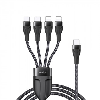 Cablu Type-C la 2 x Lightning, 2 x Type-C, 1.2m, 4A - Yesido (CA110) - Black - Img 1