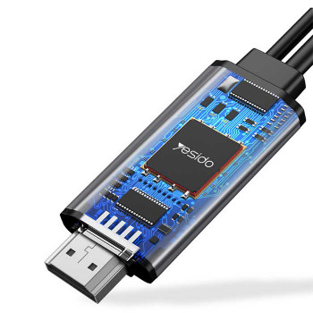 Cablu Video Type-C la HDMI, USB 4K@30Hz 1.8m - Yesido (HM02) - Black - Img 2