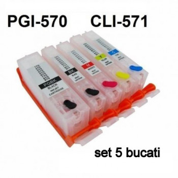 Cartuse reincarcabile pt CANON PGI570 CLI571 autoresetabile PGI-570 CLI-571 GOALE refilabile set 5 buc - Img 2