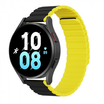 Curea pentru Samsung Galaxy Watch 4/5/Active 2, Huawei Watch GT 3 (42mm)/GT 3 Pro (43mm) - Dux Ducis LD Series - Black / Yellow - Img 1