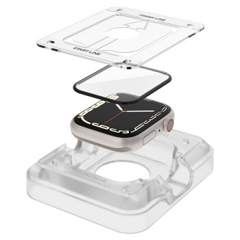 Folie pentru Apple Watch 7 / 8 41mm (set 2) - Spigen ProFlex EZ Fit - Black - Img 4