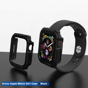 Husa pentru Apple Watch 1 / 2 / 3 (38mm) + Folie - Lito Watch Armor 360 - Black - Img 3