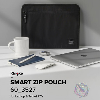 Husa pentru laptop 13" - Ringke Smart Zip Pouch - Light Beige - Img 3