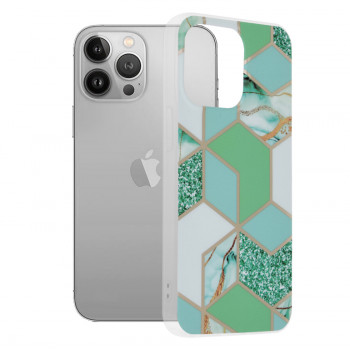 Husa telefon iPhone 13 Pro - Techsuit Marble Series - Green Hex